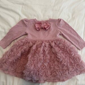 Charming Pink Kids Dress with Rosette Skirt - Like New